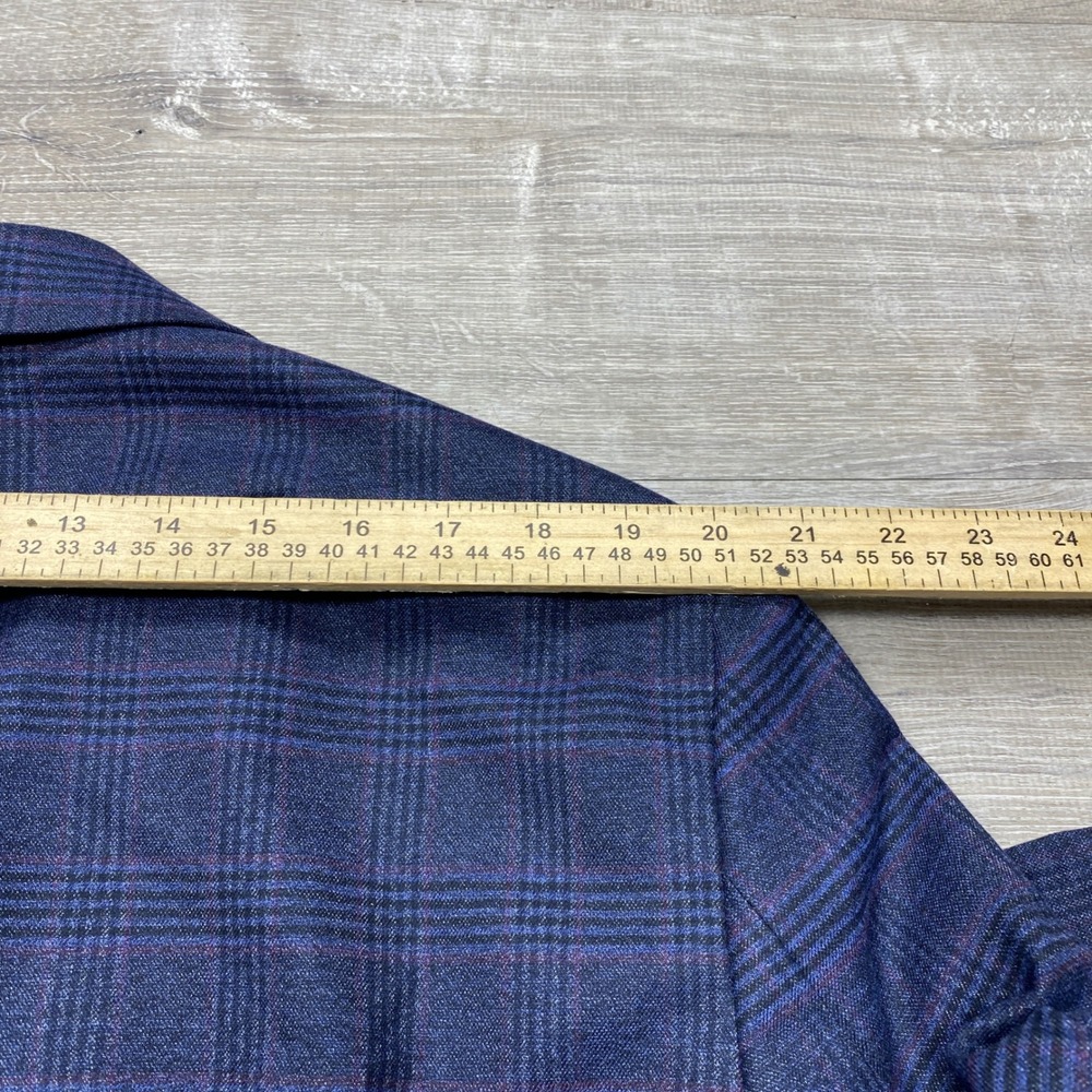 Tommy Hilfiger Blazer Mens 48R Blue Purple Plaid Stretch Sport Coat Business - Picture 8 of 11